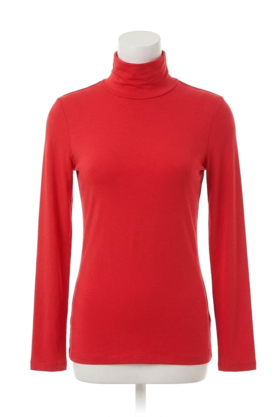 NEW ZENANA premium microfiber mock neck top in ruby